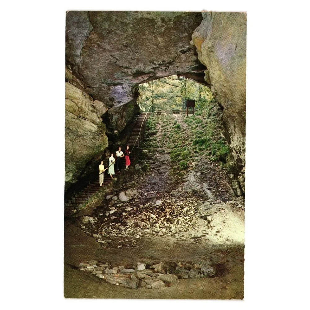 Historic Entrance Mammoth Cave Postcard Scenic View 1961 KY Natural Landmark